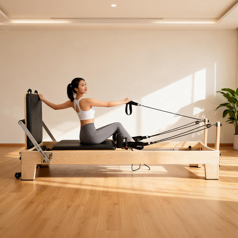 Yoga Fitness Machine - White Maple Portable Adjustable Pilates Reformer